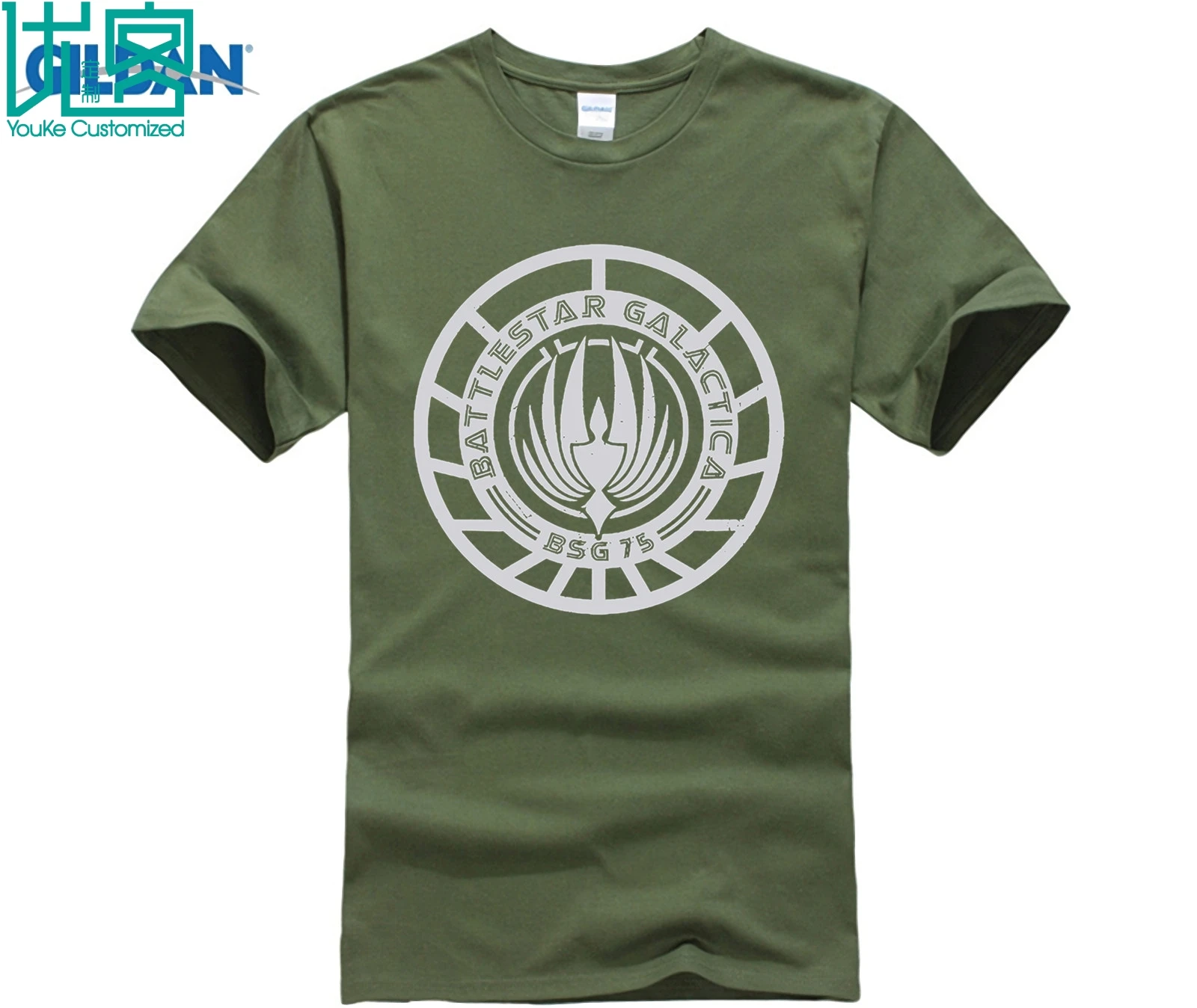 Футболка мужская с коротким рукавом Battlestar Galactica царапается Логотип Мужская s Slim Fit