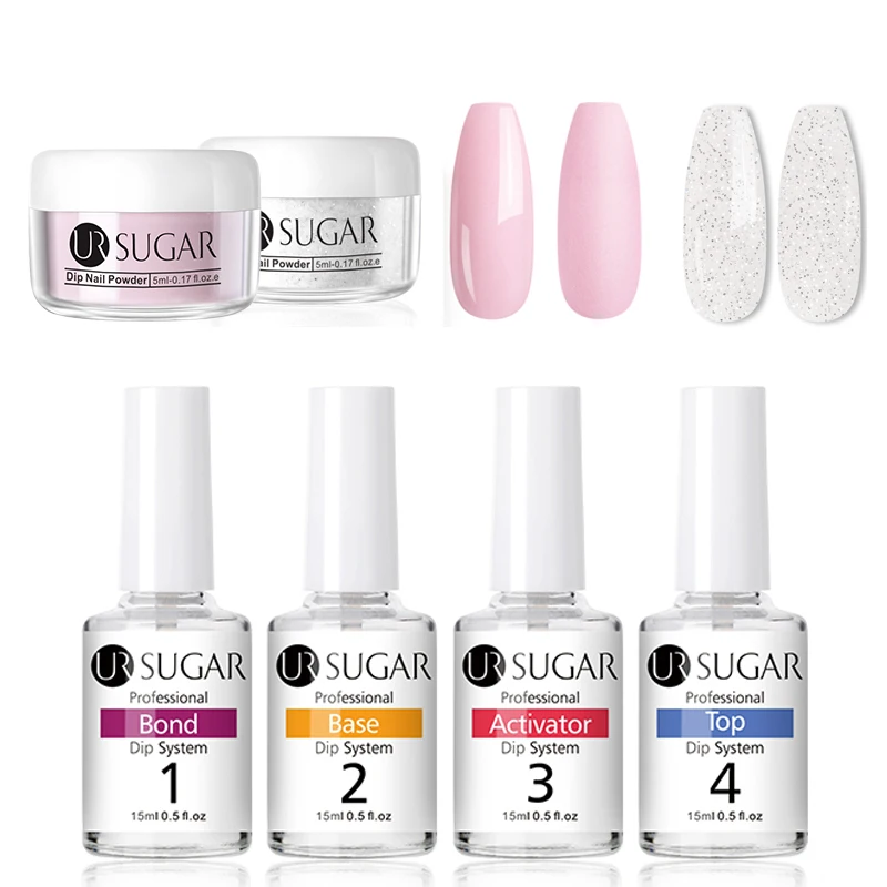 Порошок для ногтей UR SUGAR с розовым блеском цветная голографическая блестящая