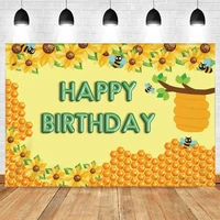 yellow honey bee sunflower newborn baby birthday party backdrop vinyl photography background photophone poster banner photocall