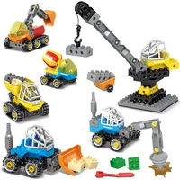 new diy large particles engineering excavator crane building blocks compatible duploe city construction vehicles toys for kids