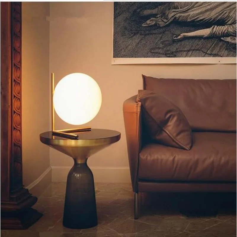 Современная стеклянная настольная лампа в виде шара E27 Скандинавская Настольная