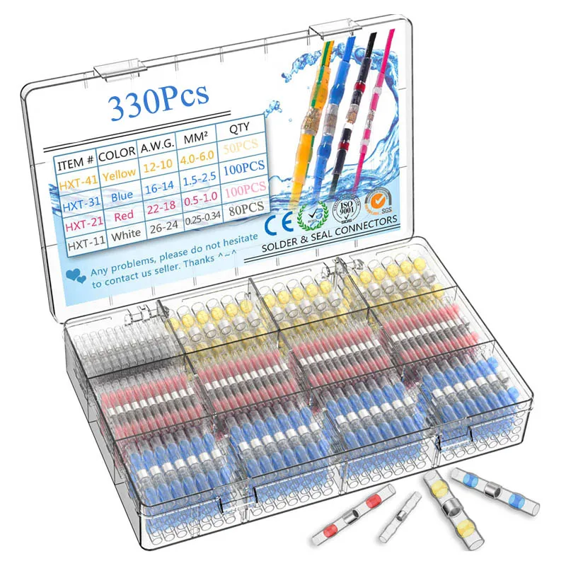 330/100 шт провода для пайки Разъемы Терм усадочная припоя стыковые Соединители