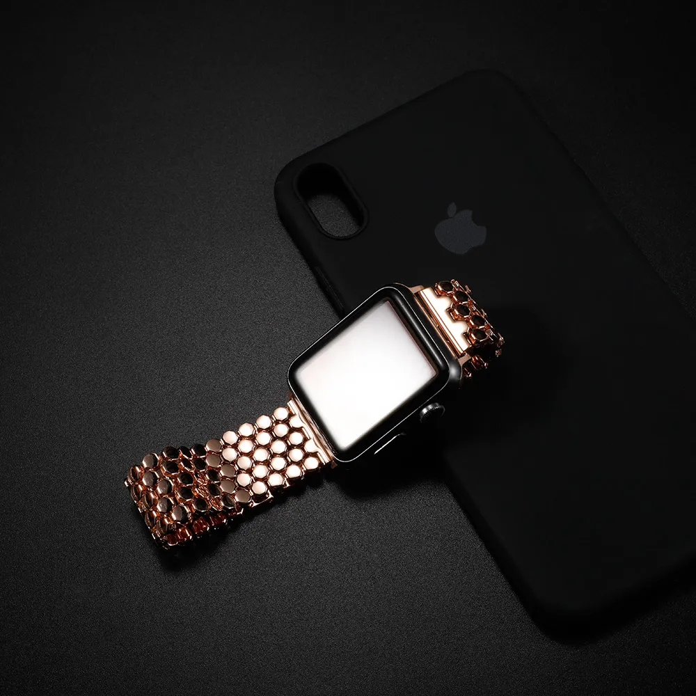 Ремешок из нержавеющей стали для Apple Watch 6 Band 44 мм 40 звеньевой браслет Iwatch 42 38 series se 5