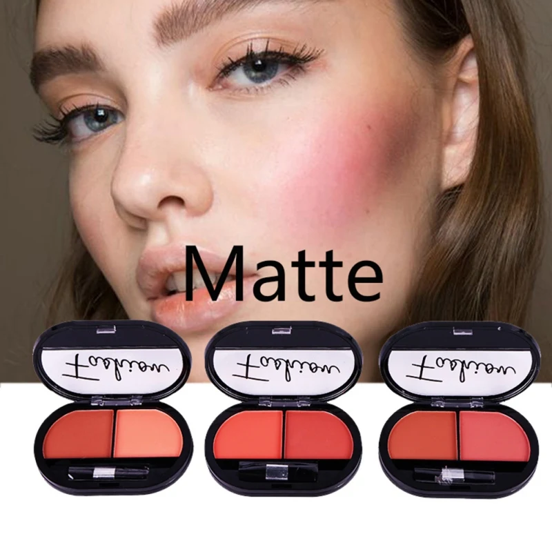 2 цвета Румяна для лица Пудра Косметика осветляющая кожа Палитра Макияж