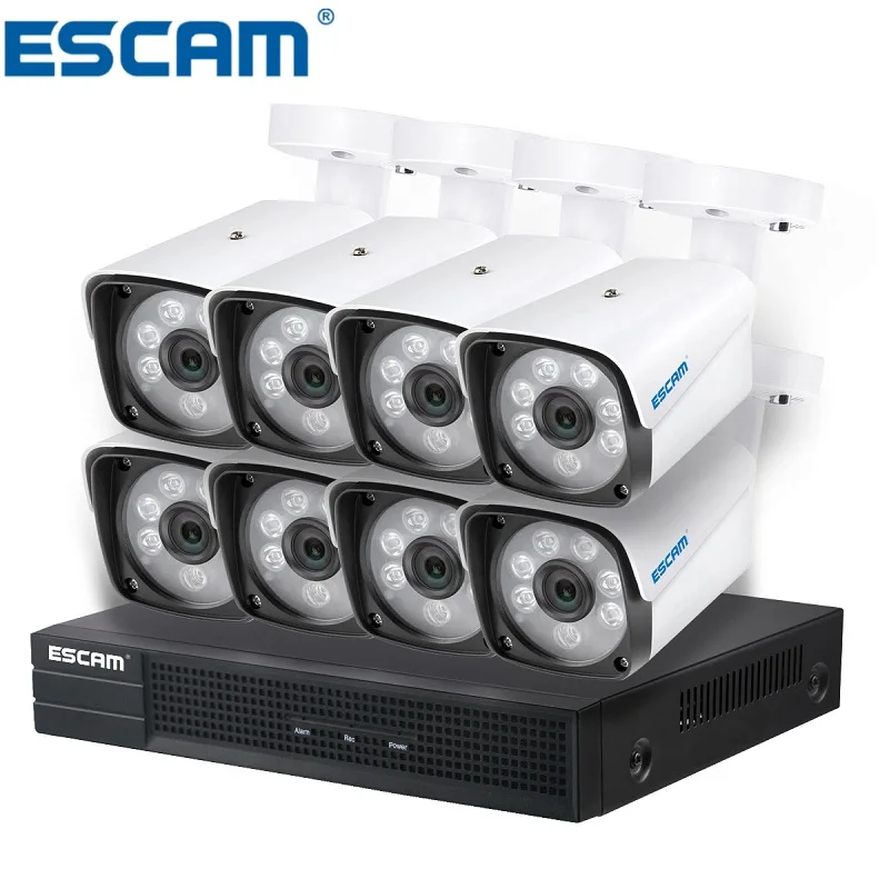 

ESCAM PNK002 HD 1080P 8CH POE NVR Security Camera System IR LED IP Camera support ONVIF