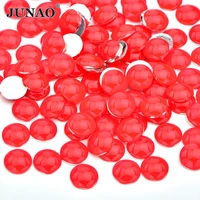 junao 4mm 12mm neon red half round rhinestone applique flatback nail crystal strass stickers non sew stones for crafts