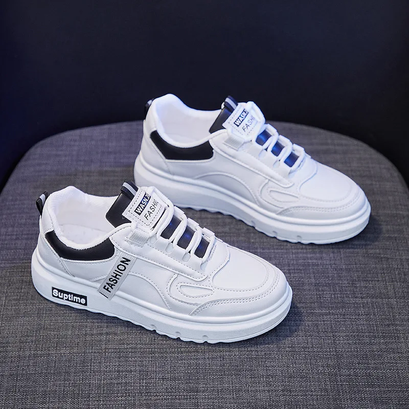 

Casual Design White Shoes Women Pu Leather Sneakers Pu Leather 2021 Spring Studnet White Shoes Comfortable Wedges Sneakers Lady