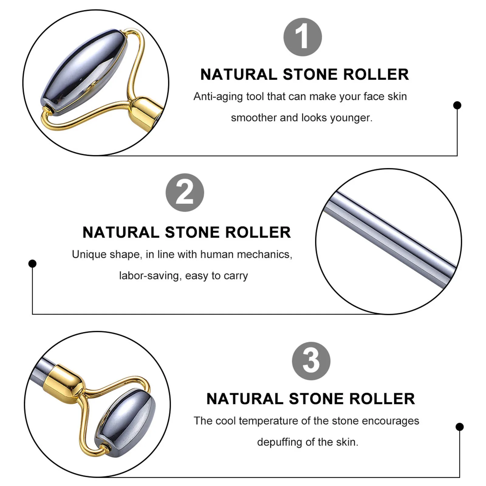

Double-Head Natural Stone Facial Roller Slimming Massager Muscle Relaxing Roller