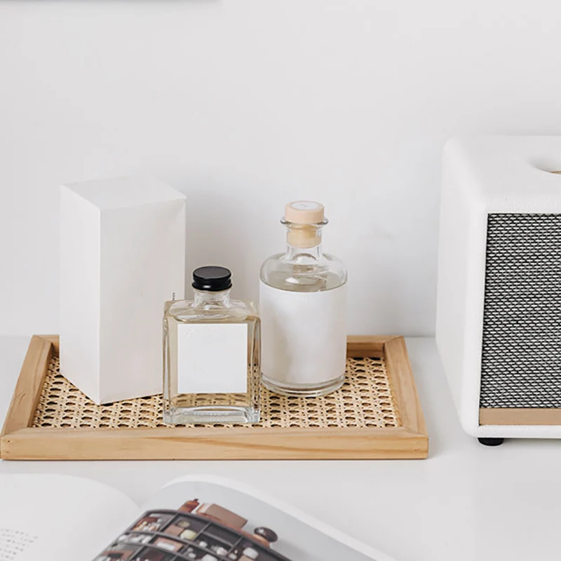 Плетеный поднос из ротанга в скандинавском стиле для дома деревянный ручной