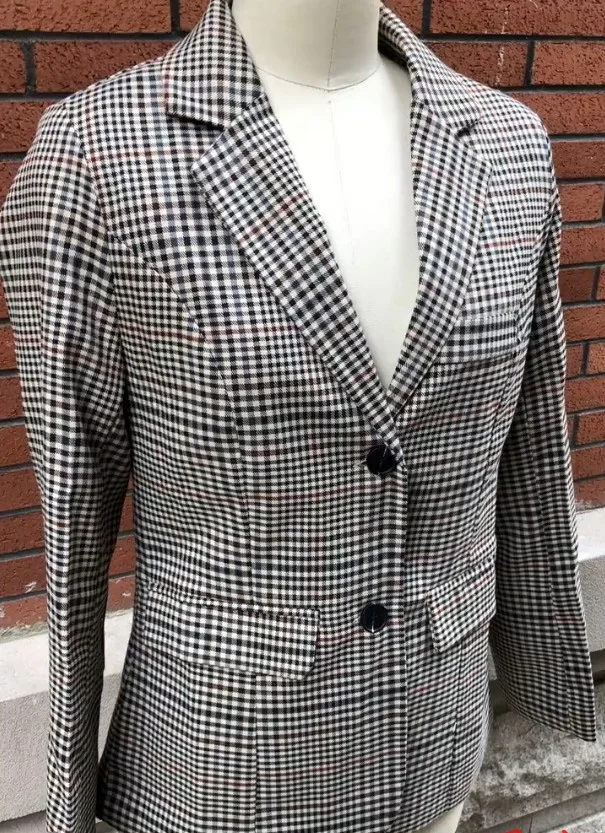 

Plaid Blazer Autumn Outwear Women Work Wear Female British Style Slim Coat For Ladies Autumn Official Blazers Women Work Coat