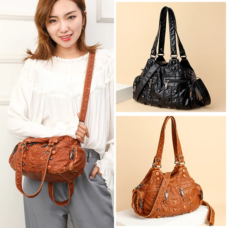 

Multi Pockets Leather Crossbody Bags for Women 2021 Luxury Designer Women's Handbags Stylish False Hand Shoulder Bags Sac A Main