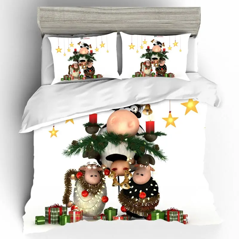 Santa Claus Duvet Cover Set Bed Sheet Bedspreads For Double Christmas Tree Bedding Funda Nordica Bedclothes Queen King | Дом и сад