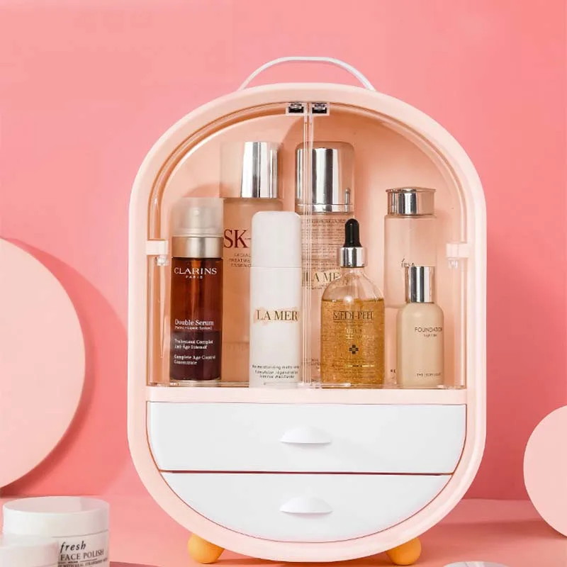 

Acrylic Double-door Cosmetic Box Large Capacity Jewelry Cosmetic Organizer Portable Waterproof Makeup Case Desktop Storage Boxs