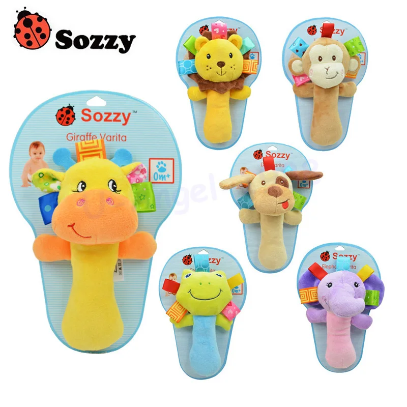 Sozzy ручные animarattle погремушки для младенцев bebe мобильные милые игрушки 9 моделей