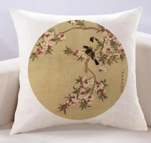 

Новинка Наволочка в китайском стиле с цветами и птицами в китайском ретро-стиле Наволочка из хлопка и льна Высококачественная наволочка
