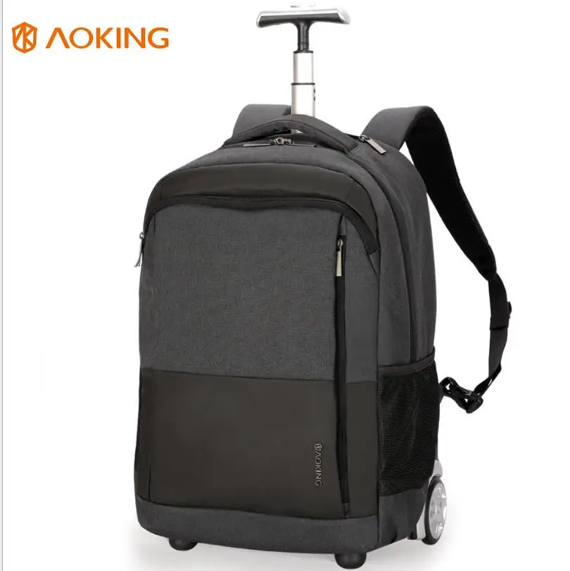Aoking Men Rolling Luggage Backpack Bags on wheels Travel trolley bag school trolley bag wheeled backpack for business Travel