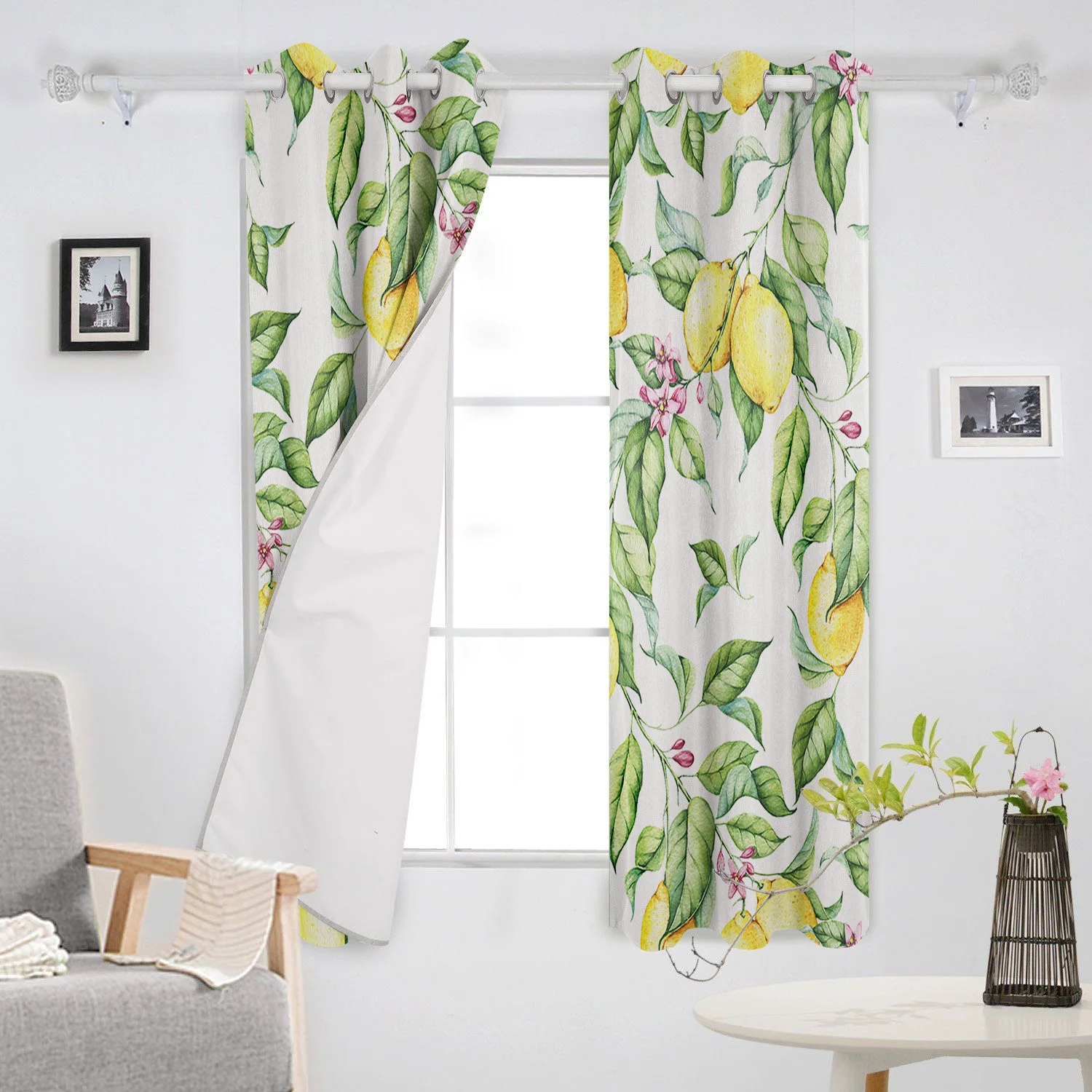 Watercolor Lemon Window Curtains For Living Room Kitchen Bedroom Modern Treatments Drapes Blinds | Дом и сад