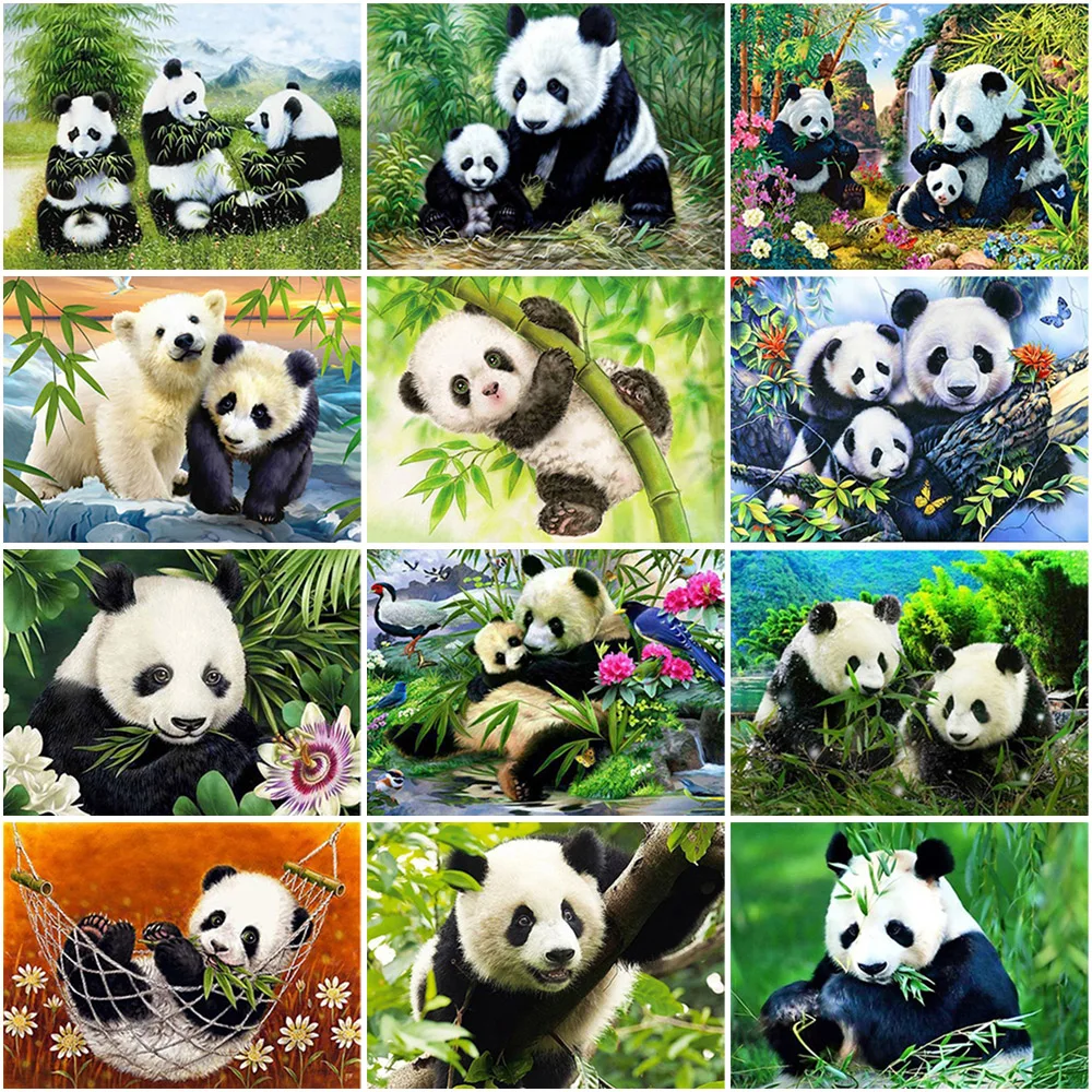 

DIY 5D Diamond Painting Lovely Panda Cross Stitch Full Round/Square Drill Animal Diamond Embroidery Rhinestones Home Decor Gift