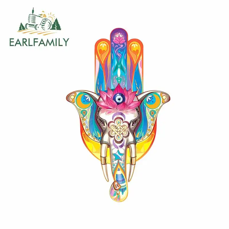 

EARLFAMILY 13 см для руки Хамса Ом индийские автомобильные наклейки водонепроницаемые Модные Наклейки на окклюзию с царапинами для фургона украшение