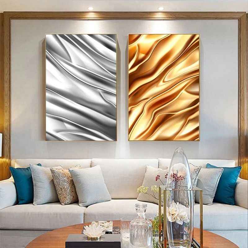 

Modern Abstract Foil Gold Silver Prints Canvas Painting Posters Wall Art Pictures Living Room Home Decoration Cuadros