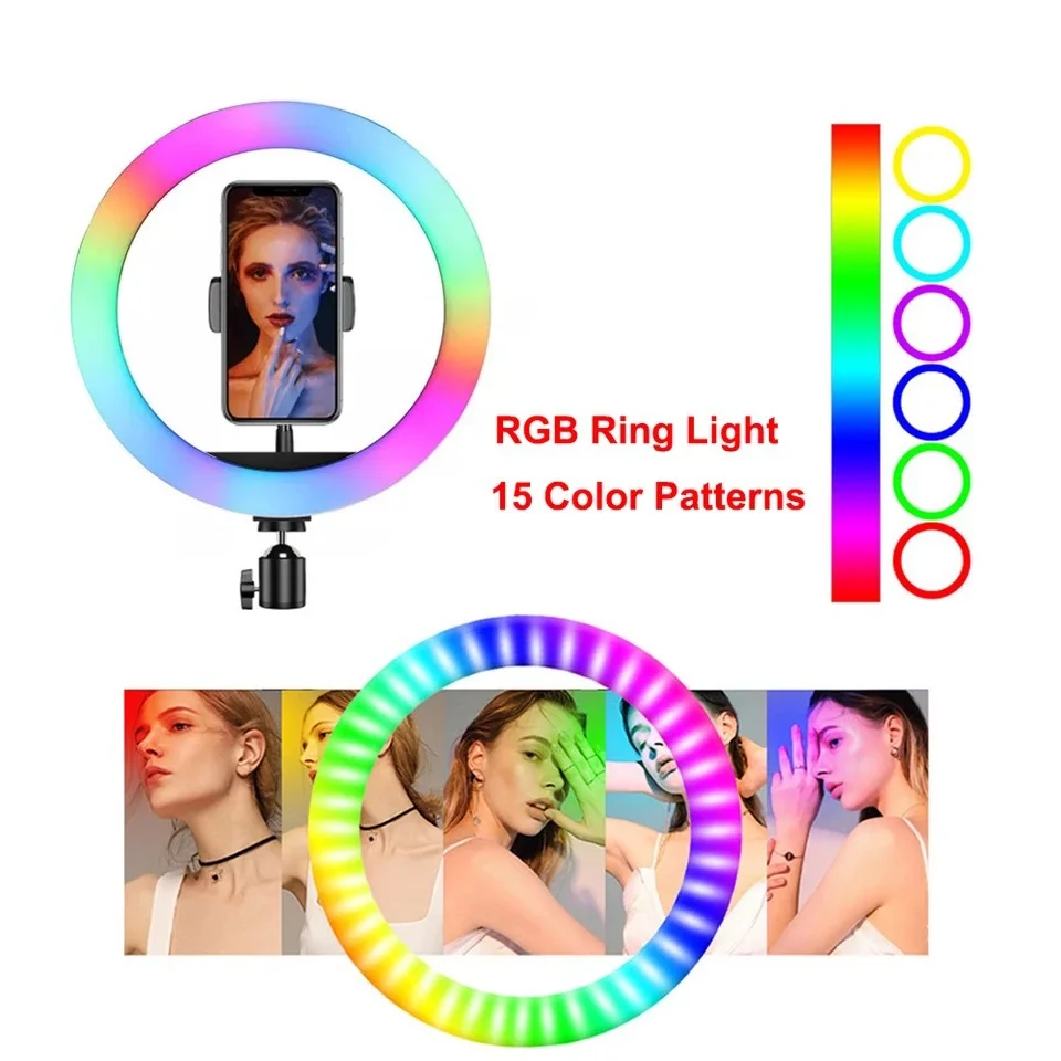 33 см 26 20 RGB кольцевой светильник с подставкой для телефона цветной фотосъемки