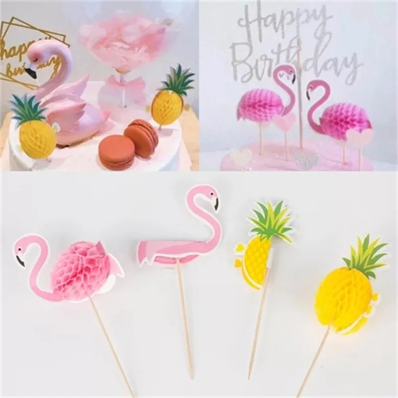 

10/20Pcs Wood Cartoon Flamingo Pineapple Fruit Sticks Buffet Cupcake Cocktail Decoration Birthday Bake Dessert Decoration