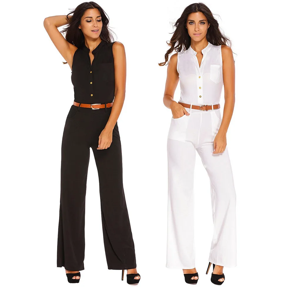 8 цветов модный уличная одежда с поясом комбинезон без рукавов летние