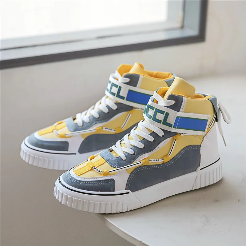 

2021 spring and autumn new trend fashion all-match high-top sneakers lightweight wear-resistant student casual shoes couple