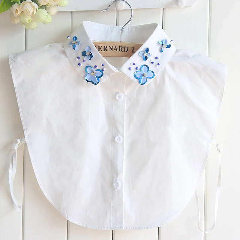 

Fashion Ladies Women's Detachable Fake Collar Chiffon Fake Collar Women's Sweater Jewelry Lapel Detachable Button Blouse