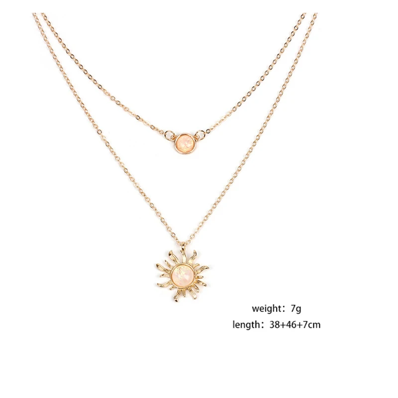 

Layered Bohemian Sun Pendant Necklaces For Women Girls Party Daily Fashion Jewelry Multi-layer Gold Boho Statement Necklace