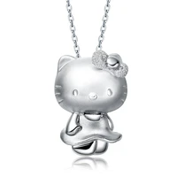 silver han edition cat pendant necklace sandblasting sautoir womens collarbone chain accessories wholesale