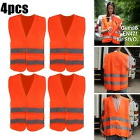 4pcs high visibility security reflective vest safety traffic vest emergency reflective accident vest car vest orange