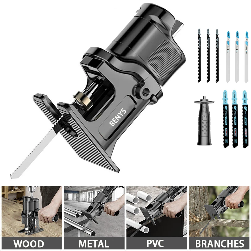 

Portable Reciprocating Saw Adapter ,Electric Drill To Electric Saw for Wood Metal Cutting Tool with Saw Blade
