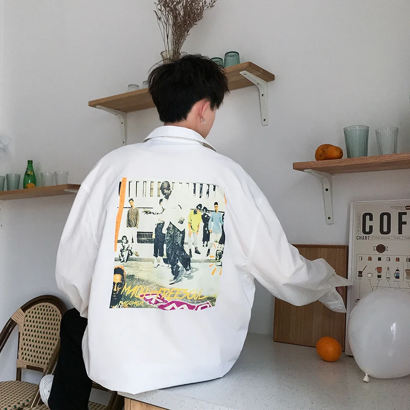 Новинка весна-осень 2020 Молодежная Популярная свободная рубашка с принтом на