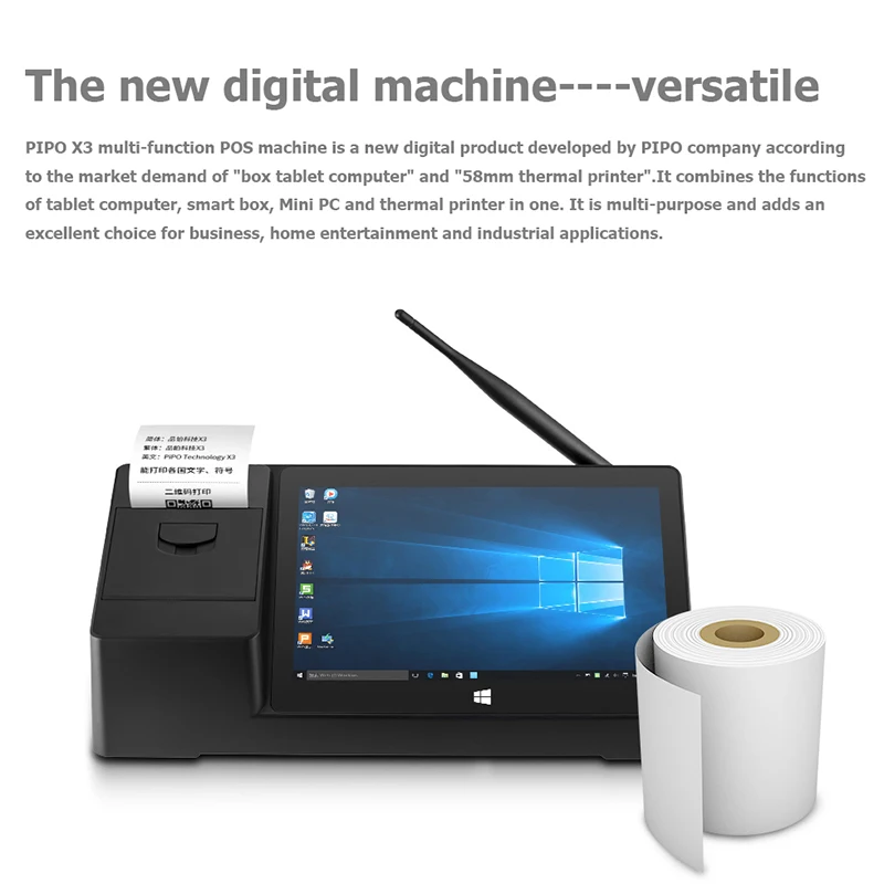 PiPO X3 8,9 дюймовый мини-ПК с 58 мм термопринтером Win10 I ntel Z8350 четырехъядерный 1920x1200 2G 32G HDMI Smart Box ips экран