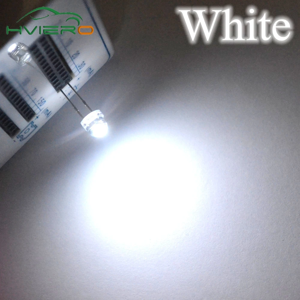 

100Pcs 5mm Diode Led Straw Hat White Smd Smt Water Clear Super Bright Wide Angle Emitting Diodes Bulb 6500k 13000mcd Lamp Light