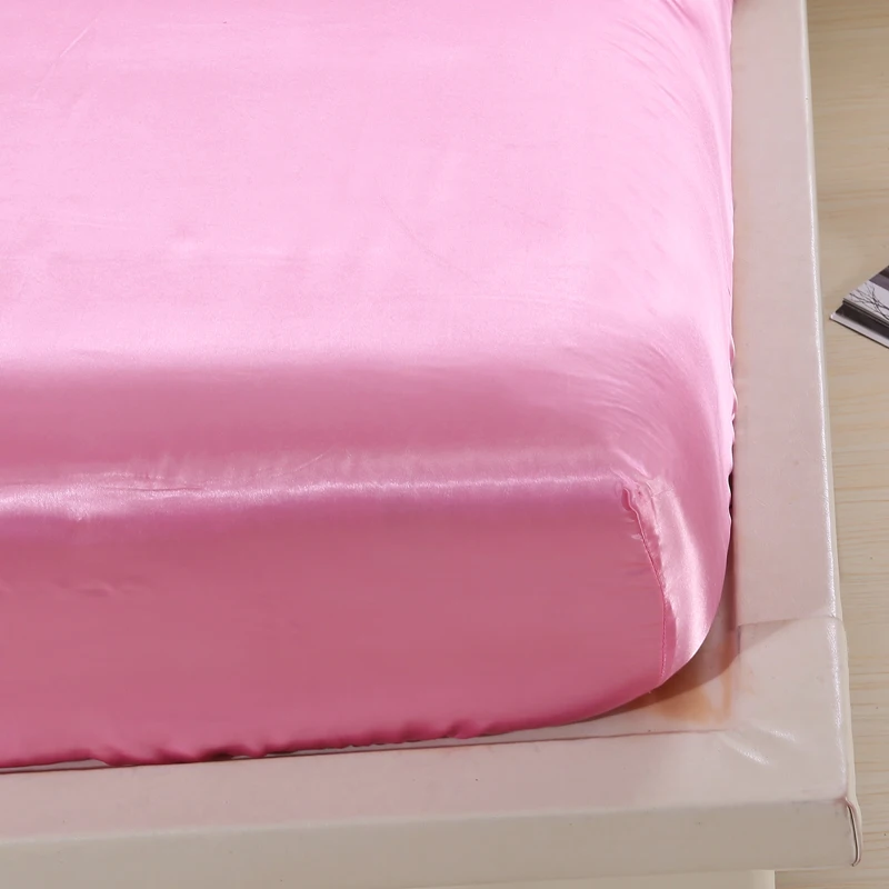Дешевые 1 шт. в продаже домашний текстиль Розовый сатин мягкое шелковое постельное белье набор Твердый для кровати лист роскошный атласный шелк простыня