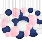 30 шт.компл. Китайский бумажный фонарь 6 дюймов, 8 дюймов, 10 дюймов, 12 дюймов, 14 дюймов, темно-синий, розовый, белый фонарик, Свадебный, подвесной Декор