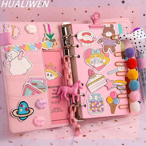 Bullet Lined Journal Sketchbook Pocket Planner Girls A6 Diary Cute Notepads Stationery Notebooks Journals School Office Supplies