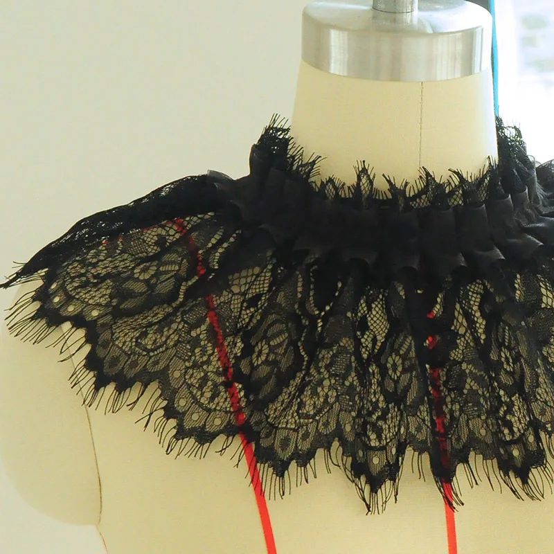 

15CM Wide Exquisite Black Organza Eyelash Lace 3d Pleated Lace Embroidery Ribbon DIY Dress Collar Sewing Applique Decor Supplies
