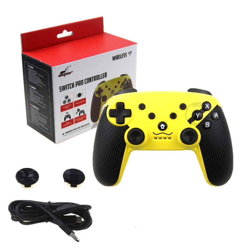 With box Yellow 5028 Игровой джойстик контроллер с соматосенсорной вибрацией осью скриншот беспроводной Bluetooth геймпад для переключателя NAND - Цвет: With box Yellow 5028