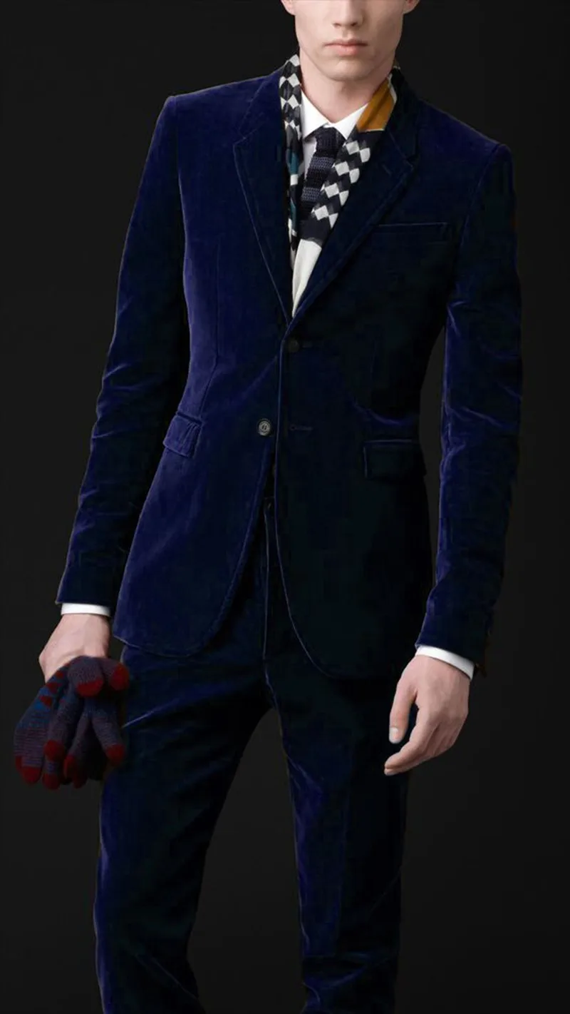 

Handsome Velveteen Groomsmen Notch Lapel Groom Tuxedos Men Suits Wedding/Prom/Dinner Best Blazer(Jacket+Pants+Tie) 057