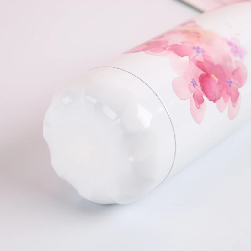 Цветочная бутылка для воды с фламинго изолированная Термокружка из нержавеющей