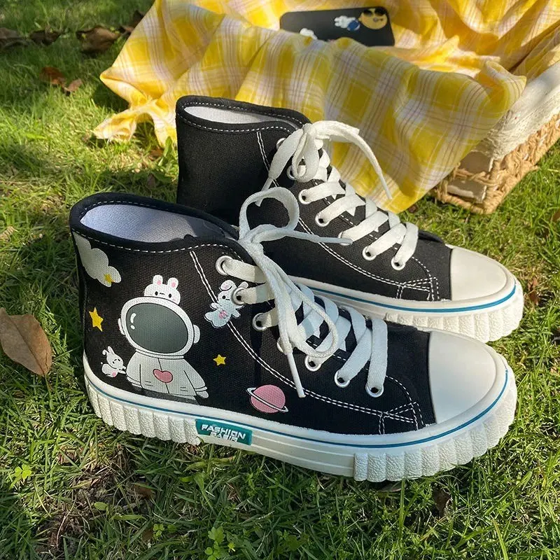 Deeptown женская спортивная обувь Kawaii с рисунком из аниме высокие Harajuku спортивные