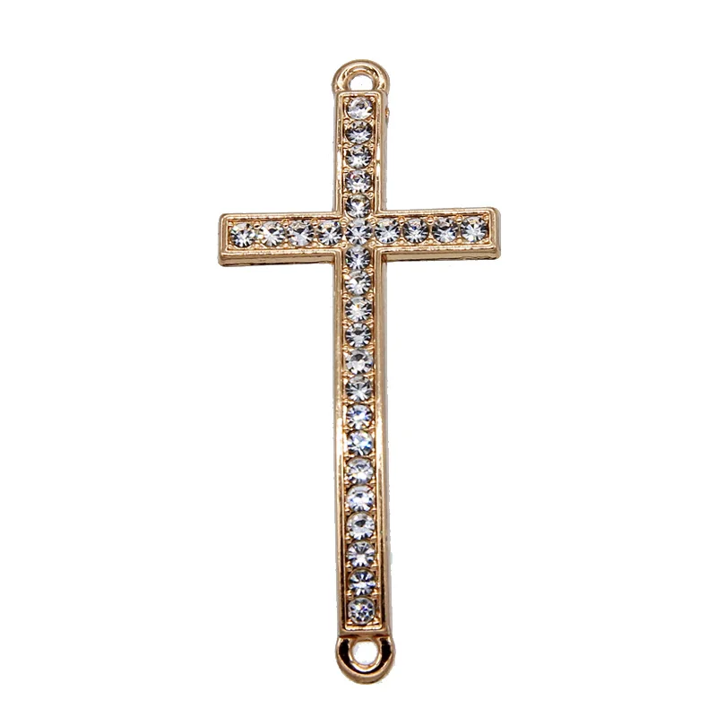 6 шт./лот посеребренные коннекторы с кристаллом Крест Иисуса для изготовления