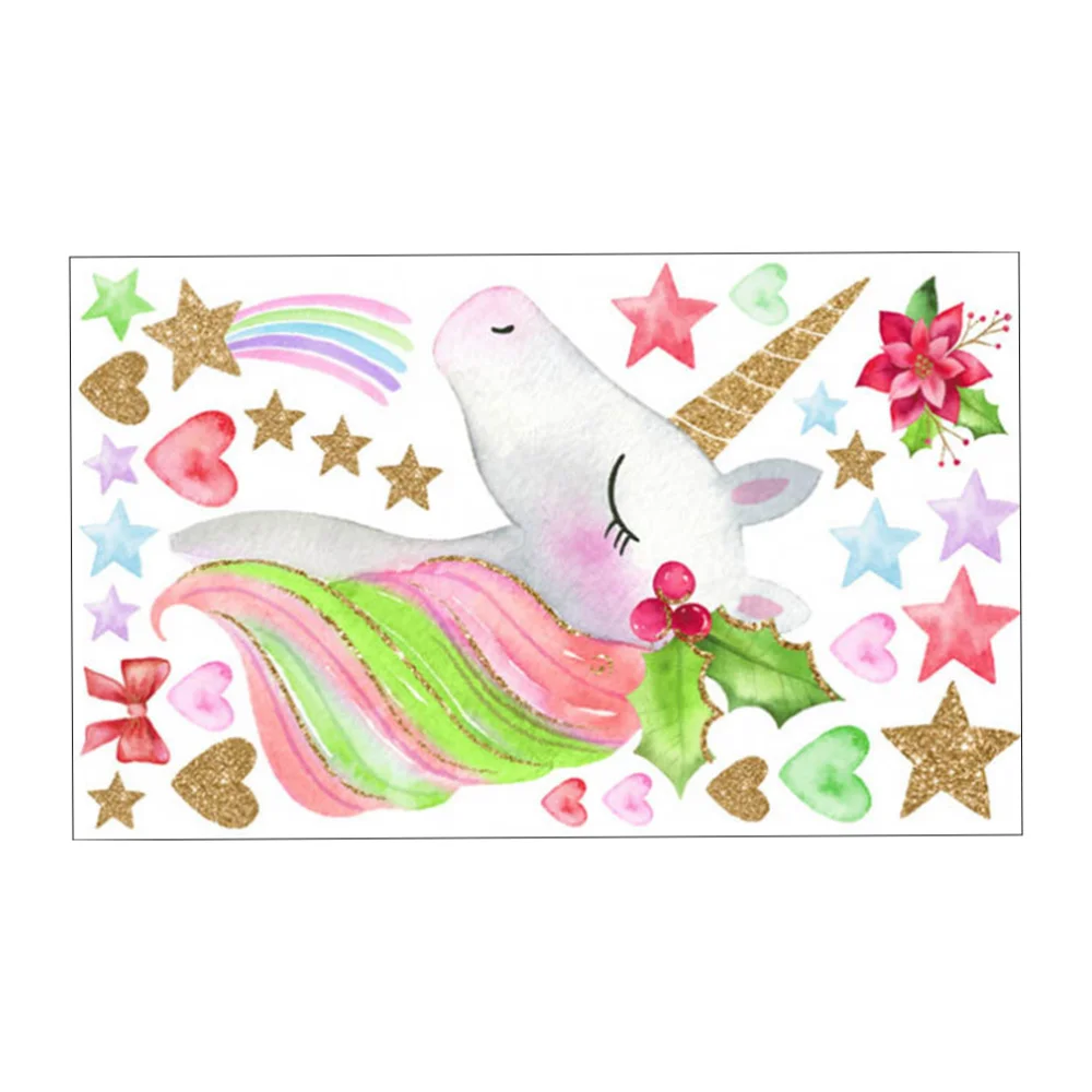 1 шт. креативная Радужная Наклейка на стену в форме единорога декоративные