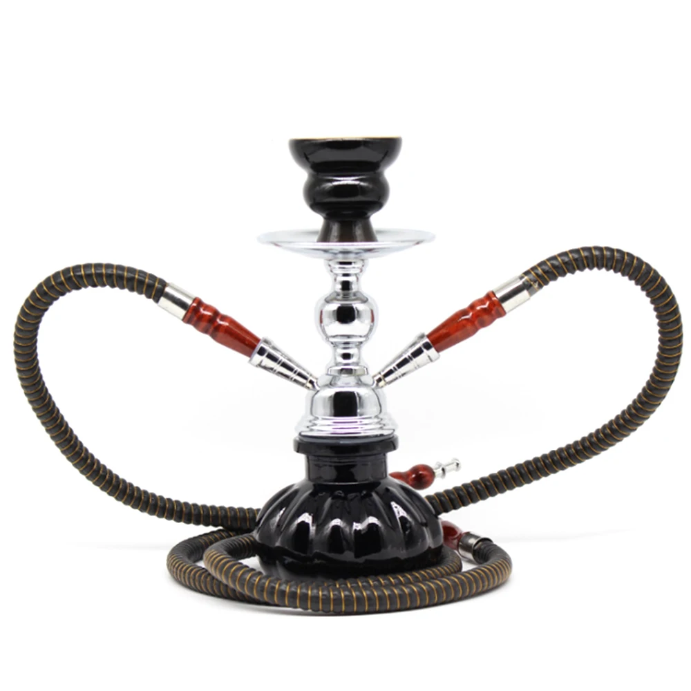 

Комплект из 2 предметов, двойной Стекло трубка для кальяна шланг кальяна с Керамика чаша для угля щипцы для курительных принадлежностей дым...