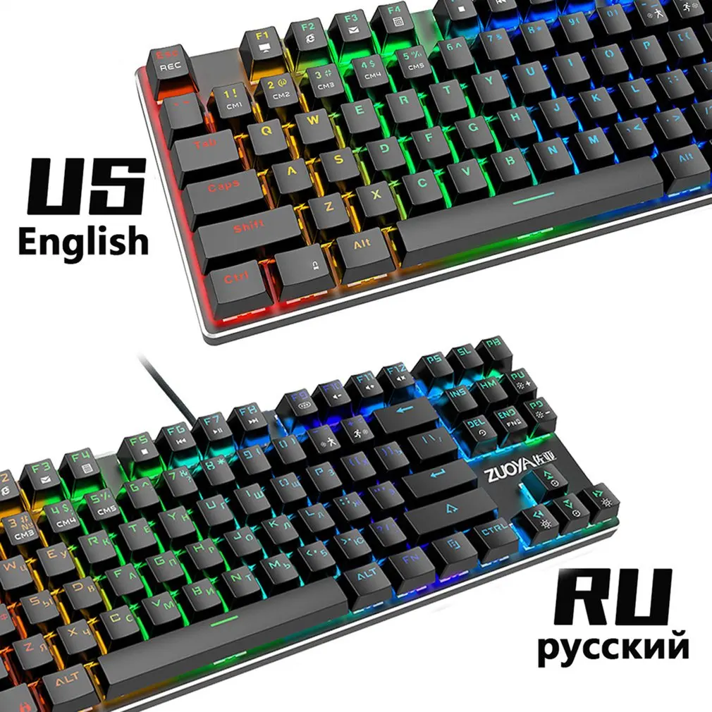 

ZY87 LED Mechanical Keyboard Gaming 87key Wired Keyboard Anti-ghosting RGB Mix Backlit LED USB For Gamer PC Laptop