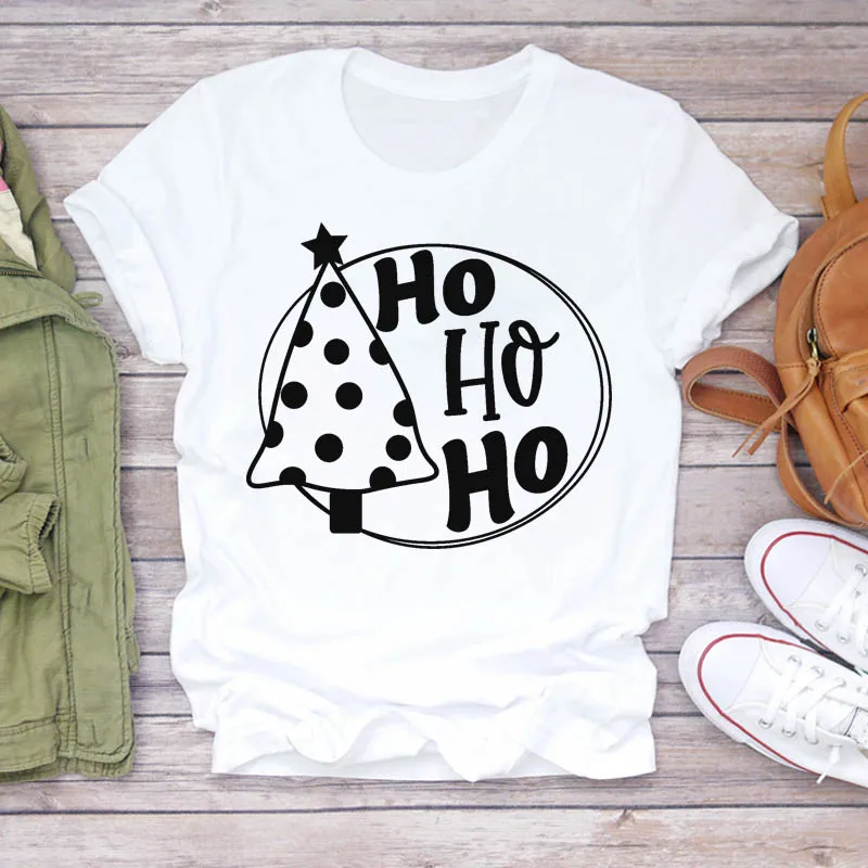 

Women Cartoon Happy Time Holiday Print Tshirts New Year Merry Christmas Ladies casual loose T-shirt clothing top