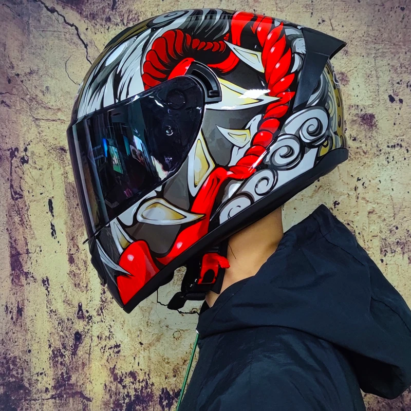

Full face racing safety helmet winter warm double sunshade motorcycle helmet motorcycle off-road helmet
